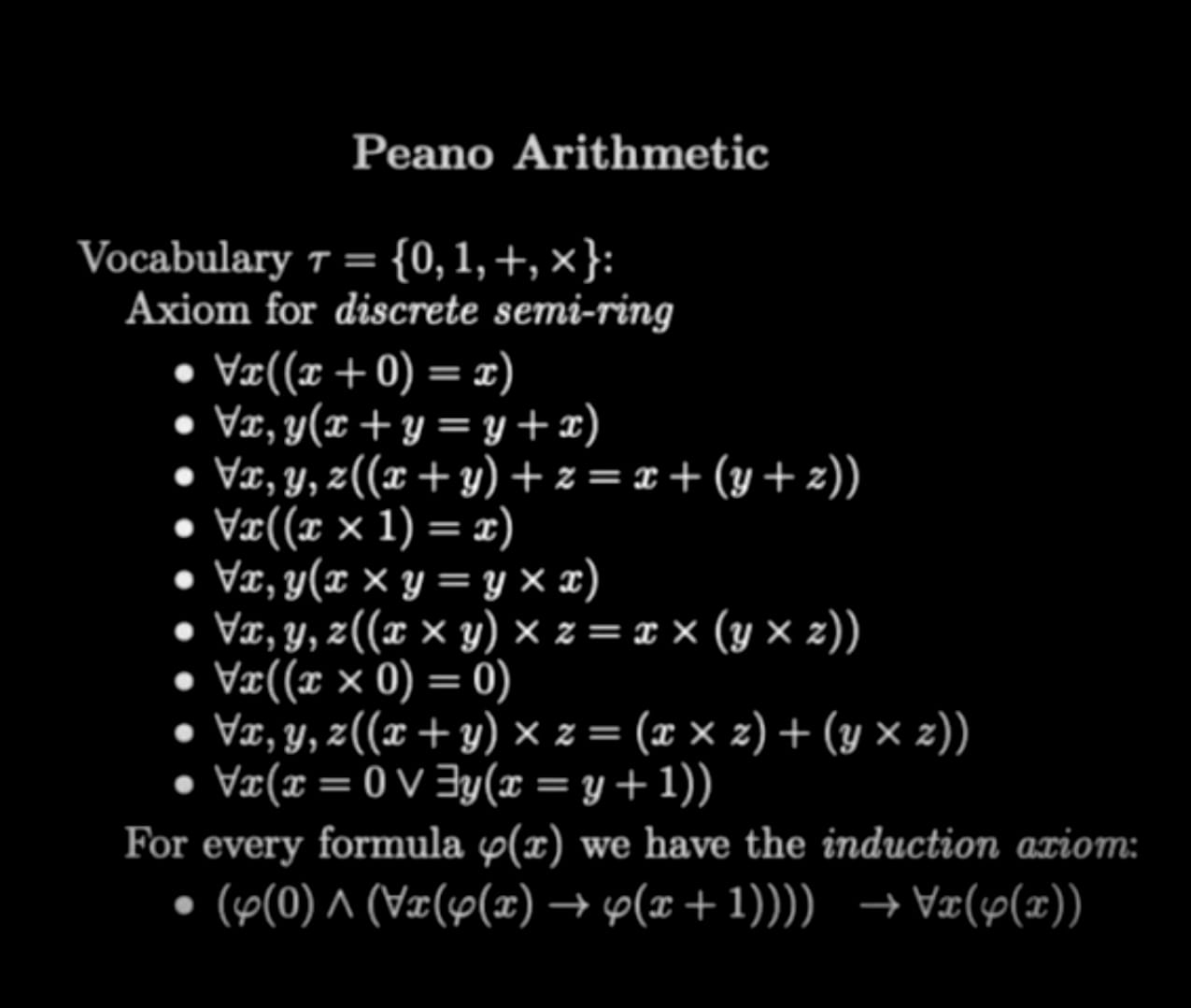 Peano Arithmetic Peano Arithmetic